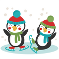 Clipart two penguins skating
